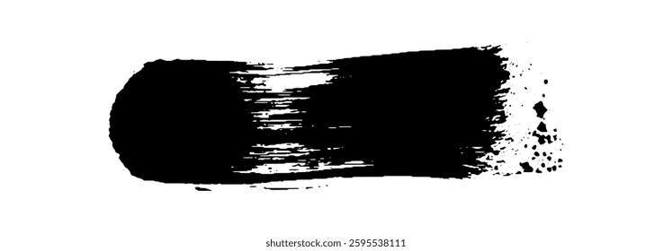 Black Brush strokes isolated on white background. Dry Brush Strokes and Scratches Retro Grunge Background. Vector brush stroke texture. Black ink, paint splatter.