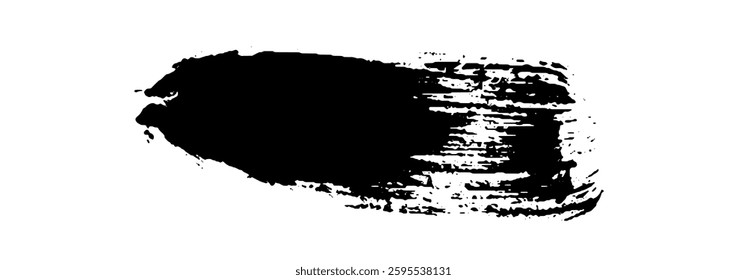 Black Brush strokes isolated on white background. Dry Brush Strokes and Scratches Retro Grunge Background. Vector brush stroke texture. Black ink, paint splatter.