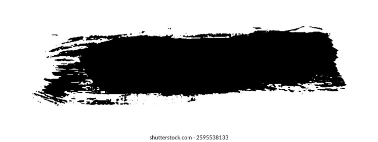 Black Brush strokes isolated on white background. Dry Brush Strokes and Scratches Retro Grunge Background. Vector brush stroke texture. Black ink, paint splatter.