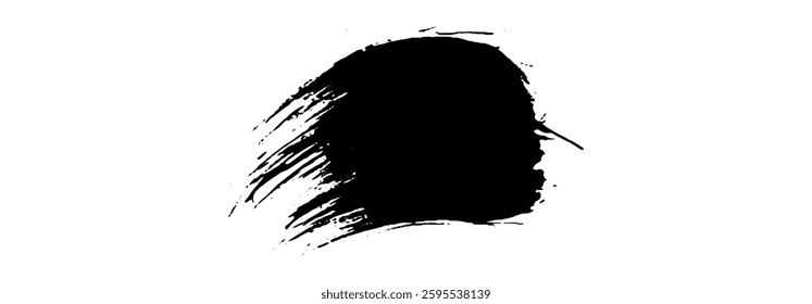 Black Brush strokes isolated on white background. Dry Brush Strokes and Scratches Retro Grunge Background. Vector brush stroke texture. Black ink, paint splatter.