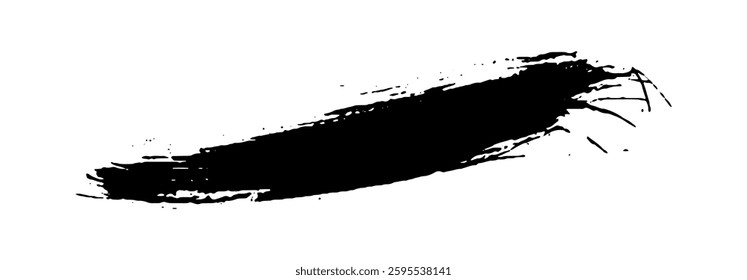 Black Brush strokes isolated on white background. Dry Brush Strokes and Scratches Retro Grunge Background. Vector brush stroke texture. Black ink, paint splatter.