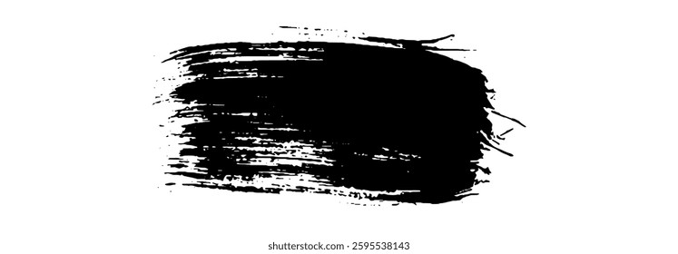 Black Brush strokes isolated on white background. Dry Brush Strokes and Scratches Retro Grunge Background. Vector brush stroke texture. Black ink, paint splatter.