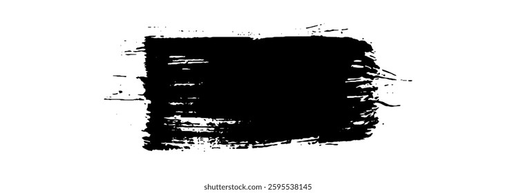 Black Brush strokes isolated on white background. Dry Brush Strokes and Scratches Retro Grunge Background. Vector brush stroke texture. Black ink, paint splatter.