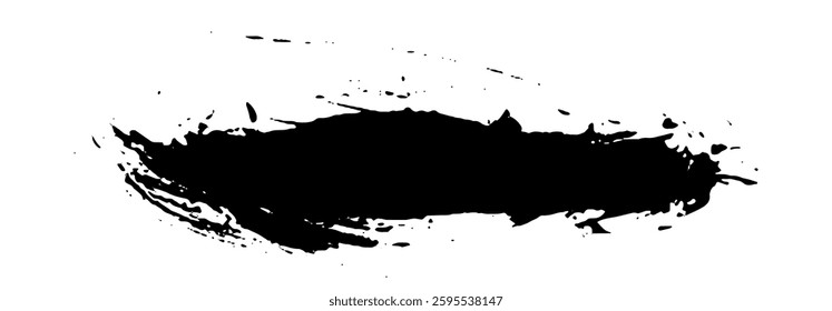 Black Brush strokes isolated on white background. Dry Brush Strokes and Scratches Retro Grunge Background. Vector brush stroke texture. Black ink, paint splatter.