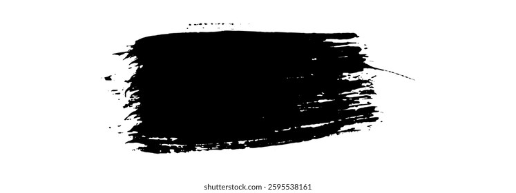 Black Brush strokes isolated on white background. Dry Brush Strokes and Scratches Retro Grunge Background. Vector brush stroke texture. Black ink, paint splatter.