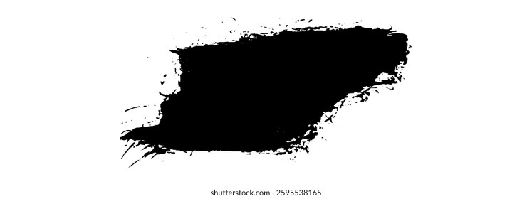 Black Brush strokes isolated on white background. Dry Brush Strokes and Scratches Retro Grunge Background. Vector brush stroke texture. Black ink, paint splatter.