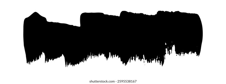 Black Brush strokes isolated on white background. Dry Brush Strokes and Scratches Retro Grunge Background. Vector brush stroke texture. Black ink, paint splatter.