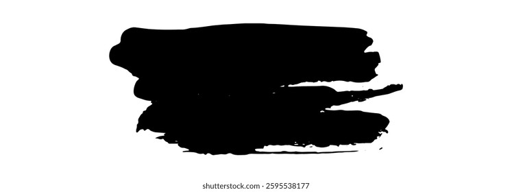 Black Brush strokes isolated on white background. Dry Brush Strokes and Scratches Retro Grunge Background. Vector brush stroke texture. Black ink, paint splatter.