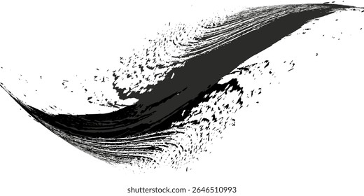 Traçados de Pincel preto isolados em plano de fundo branco. Os traçados de pincel são plano de fundo grunge. Textura do traçado do pincel vetorial. Tinta preta, mancha de tinta.