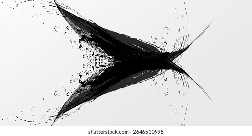 Traçados de Pincel preto isolados em plano de fundo branco. Os traçados de pincel são plano de fundo grunge. Textura do traçado do pincel vetorial. Tinta preta, pintura splatter. moderno