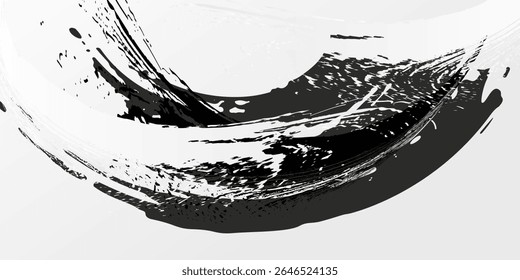 Traçados de Pincel preto isolados em plano de fundo branco. Os traçados de pincel são plano de fundo grunge. Textura do traçado do pincel vetorial. Tinta preta, mancha de tinta. eps10
