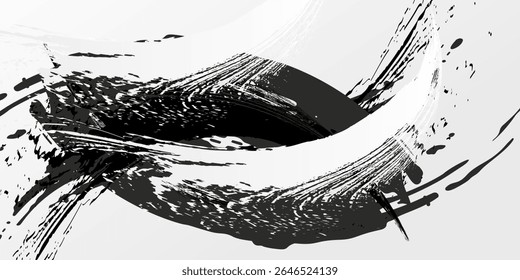 Traçados de Pincel preto isolados em plano de fundo branco. Os traçados de pincel são plano de fundo grunge. Textura do traçado do pincel vetorial. Tinta preta, pintura splatter. ilustração vetorial
