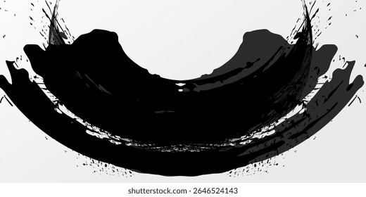 Traçados de Pincel preto isolados em plano de fundo branco. Os traçados de pincel são plano de fundo grunge. Textura do traçado do pincel vetorial. Tinta preta, mancha de tinta. eps10