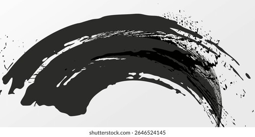Traçados de Pincel preto isolados em plano de fundo branco. Os traçados de pincel são plano de fundo grunge. Textura do traçado do pincel vetorial. Tinta preta, mancha de tinta. eps10