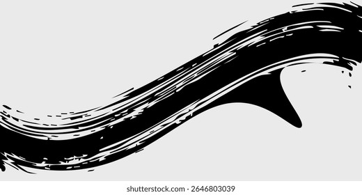 Traçados de Pincel preto isolados em plano de fundo branco. Os traçados de pincel são plano de fundo grunge. Textura do traçado do pincel vetorial. Tinta preta, mancha de tinta.