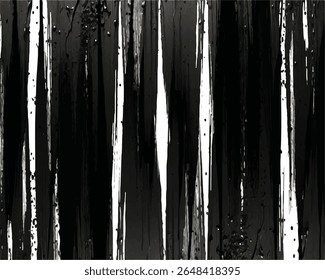Black brush strokes isolated on white background. Horizontal banner in modern asian style. Black paint splattered, turbulent, design elements