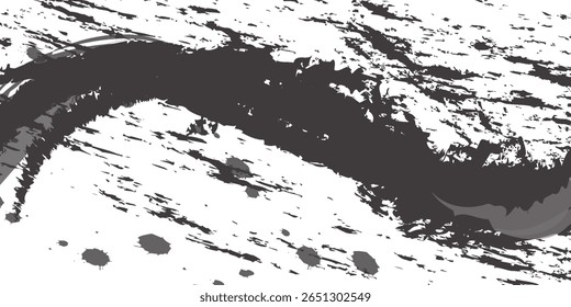Traçados de Pincel preto isolados em plano de fundo branco. Os traçados de pincel são plano de fundo grunge. Textura do traçado do pincel vetorial. Tinta preta, mancha de tinta.