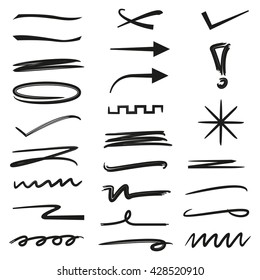 black brush strokes, brush lines, hand drawn lettering underlines