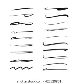 black brush strokes, brush lines, hand drawn lettering underlines