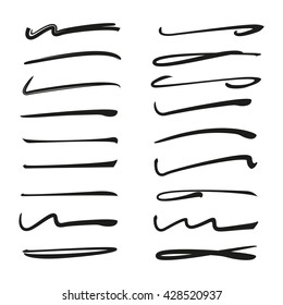 black brush strokes, brush lines, hand drawn lettering underlines