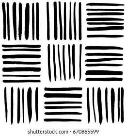 Black brush strokes lines. Seamless vector pattern