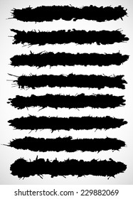 Black brush strokes made of ink splatter. Vector illustration