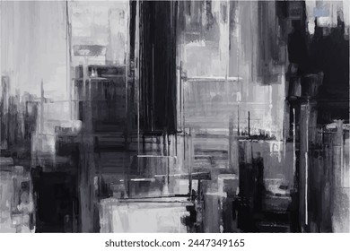 Black brush strokes on an isolated white background. Black and white abstract background. Brush stroke and texture. Smear brush on a white background. Black and white Grunge Texture. 