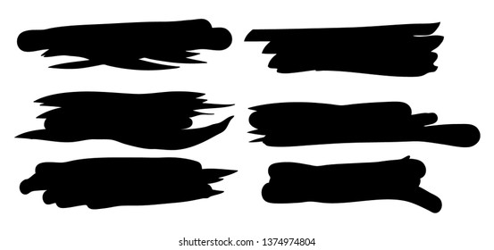 Black brush strokes on a white background. Vector art.
