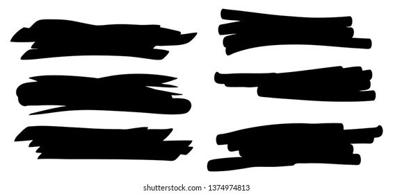Black brush strokes on a white background. Vector art.