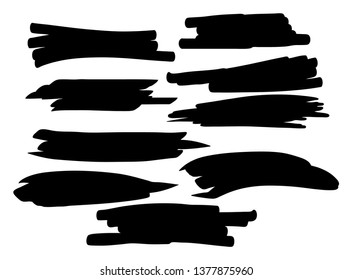 Black brush strokes on a white background. Vector art.