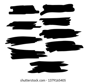 Black brush strokes on a white background. Vector art.