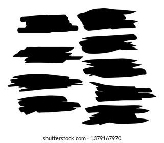 Black brush strokes on a white background. Vector art.