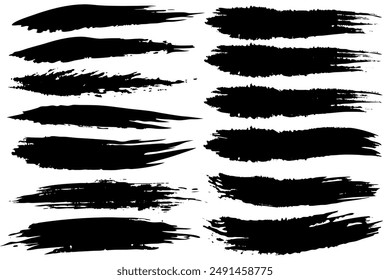 Black brush strokes on a white background create a set