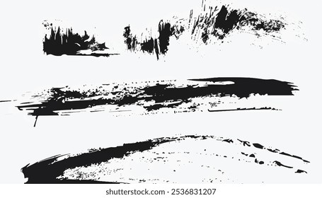 Black Brush strokes on white Background. Brush strokes texture.  Brush strokes grunge background. Vector design.