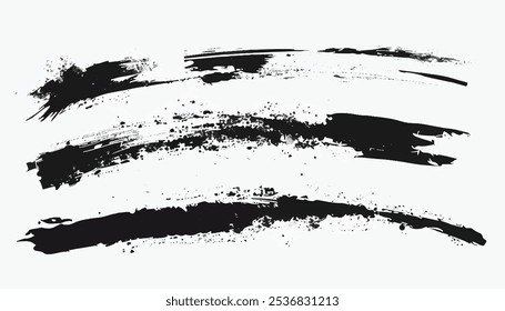 Black Brush strokes on white Background. Brush strokes texture.  Brush strokes grunge background. Vector design.