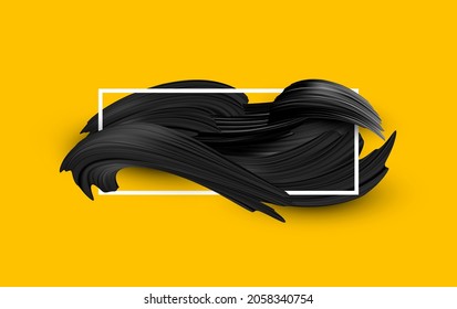 Black brush strokes on yellow background. Vector illustration.