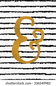 Black brush strokes pattern and gold foil ampersand poster design.