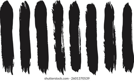 Black Brush Strokes Set – Abstract Grunge Paint Strokes Vector Illustration for Artistic, Decorative, and Design Elements

