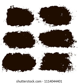 black brush strokes set backgrounds. Artistic  lines grunge collection. Set of black grungy hand painted brush strokes isolated on white. Abstract ink texture, design elements.