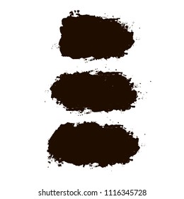 black brush strokes set backgrounds. Artistic  lines grunge collection. Set of black grungy hand painted brush strokes isolated on white. Abstract ink texture, design elements.