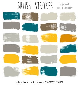 black brush strokes set backgrounds. Paint lines grunge collection. Set of black grungy hand painted brush strokes isolated on white. Abstract ink texture, design elements. - Vector