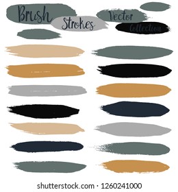 black brush strokes set backgrounds. Paint lines grunge collection. Set of black grungy hand painted brush strokes isolated on white. Abstract ink texture, design elements. - Vector