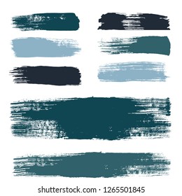 black brush strokes set backgrounds. Paint lines grunge collection. Set of black grungy hand painted brush strokes isolated on white. Abstract ink texture, design elements. - Vector