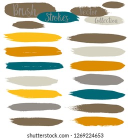 black brush strokes set backgrounds. Paint lines grunge collection. Set of black grungy hand painted brush strokes isolated on white. Abstract ink texture, design elements. - Vector