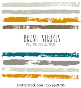 black brush strokes set backgrounds. Paint lines grunge collection. Set of black grungy hand painted brush strokes isolated on white. Abstract ink texture, design elements. - Vector