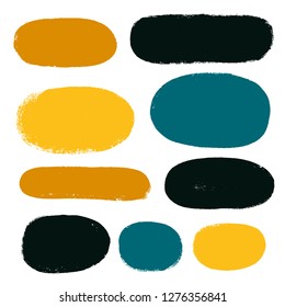 black brush strokes set backgrounds. Paint lines grunge collection. Set of black grungy hand painted brush strokes isolated on white. Abstract ink texture, design elements. - Vector