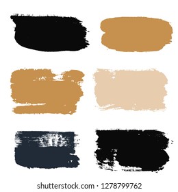 black brush strokes set backgrounds. Paint lines grunge collection. Set of black grungy hand painted brush strokes isolated on white. Abstract ink texture, design elements. - Vector