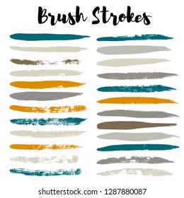 black brush strokes set backgrounds. Paint lines grunge collection. Set of black grungy hand painted brush strokes isolated on white. Abstract ink texture, design elements. - Vector