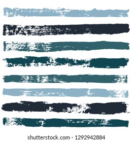 black brush strokes set backgrounds. Paint lines grunge collection. Set of black grungy hand painted brush strokes isolated on white. Abstract ink texture, design elements. - Vector