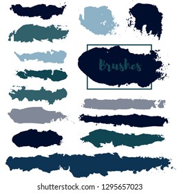 black brush strokes set backgrounds. Paint lines grunge collection. Set of black grungy hand painted brush strokes isolated on white. Abstract ink texture, design elements. - Vector